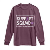 Support Squad Alzheimers Long Sleeve Shirt Purple Ribbon Hope Strength Love