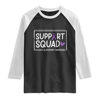 Support Squad Alzheimers Raglan Shirt Purple Ribbon Hope Strength Love