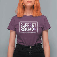 Support Squad Alzheimers T Shirt For Women Purple Ribbon Hope Strength Love