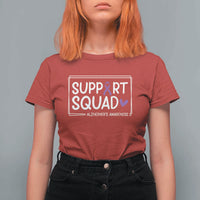 Support Squad Alzheimers T Shirt For Women Purple Ribbon Hope Strength Love