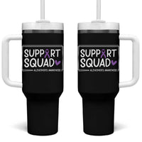 Support Squad Alzheimers Tumbler With Handle Purple Ribbon Hope Strength Love