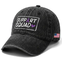 Support Squad Alzheimers Washed Cotton Baseball Cap Purple Ribbon Hope Strength Love