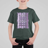 Purple Ribbon Alzheimers Caregiver Squad Gift T Shirt For Kid In This Family We Support Together