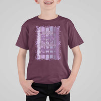 Purple Ribbon Alzheimers Caregiver Squad Gift T Shirt For Kid In This Family We Support Together