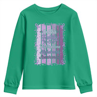 Purple Ribbon Alzheimers Caregiver Squad Gift Youth Sweatshirt In This Family We Support Together