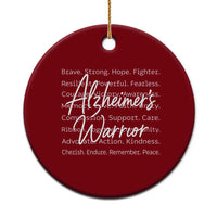 Alzheimers Warrior Purple Ribbon Support Word Cloud Typography Ceramic Ornament