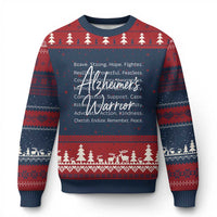 Alzheimers Warrior Purple Ribbon Support Word Cloud Typography Ugly Christmas Sweater