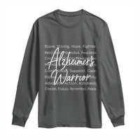 Alzheimers Warrior Purple Ribbon Support Word Cloud Typography Long Sleeve Shirt