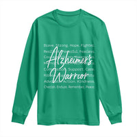 Alzheimers Warrior Purple Ribbon Support Word Cloud Typography Long Sleeve Shirt