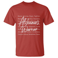 Alzheimers Warrior Purple Ribbon Support Word Cloud Typography T Shirt