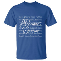 Alzheimers Warrior Purple Ribbon Support Word Cloud Typography T Shirt
