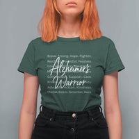 Alzheimers Warrior Purple Ribbon Support Word Cloud Typography T Shirt For Women