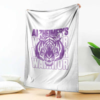 Alzheimer's Warrior Throw Blanket Purple Tiger Ribbon Support Graphic