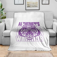 Alzheimer's Warrior Throw Blanket Purple Tiger Ribbon Support Graphic