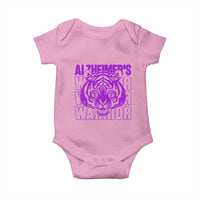 Alzheimer's Warrior Baby Onesie Purple Tiger Ribbon Support Graphic