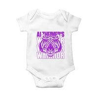 Alzheimer's Warrior Baby Onesie Purple Tiger Ribbon Support Graphic