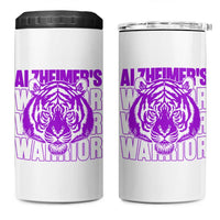 Alzheimer's Warrior 4 in 1 Can Cooler Tumbler Purple Tiger Ribbon Support Graphic