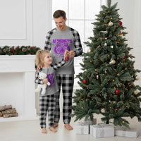 Alzheimer's Warrior Plaid Pajama Set Purple Tiger Ribbon Support Graphic