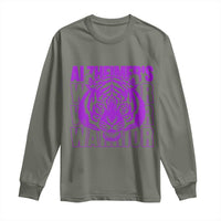 Alzheimer's Warrior Long Sleeve Shirt Purple Tiger Ribbon Support Graphic