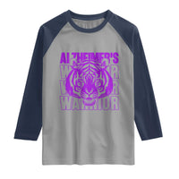Alzheimer's Warrior Raglan Shirt Purple Tiger Ribbon Support Graphic