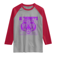 Alzheimer's Warrior Raglan Shirt Purple Tiger Ribbon Support Graphic