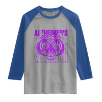 Alzheimer's Warrior Raglan Shirt Purple Tiger Ribbon Support Graphic