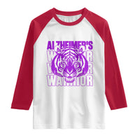 Alzheimer's Warrior Raglan Shirt Purple Tiger Ribbon Support Graphic