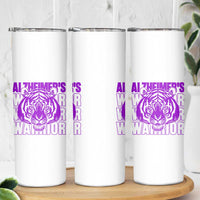 Alzheimer's Warrior Skinny Tumbler Purple Tiger Ribbon Support Graphic