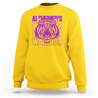 Alzheimer's Warrior Sweatshirt Purple Tiger Ribbon Support Graphic