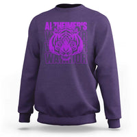 Alzheimer's Warrior Sweatshirt Purple Tiger Ribbon Support Graphic