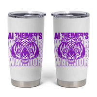 Alzheimer's Warrior Tumbler Cup Purple Tiger Ribbon Support Graphic