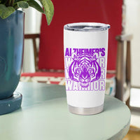 Alzheimer's Warrior Tumbler Cup Purple Tiger Ribbon Support Graphic