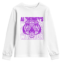 Alzheimer's Warrior Youth Sweatshirt Purple Tiger Ribbon Support Graphic