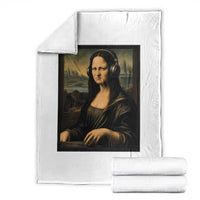 Funny Mona Lisa Bass Face Throw Blanket Vintage DJ Producer Music Lover Gift