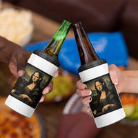 Funny Mona Lisa Bass Face 4 in 1 Can Cooler Tumbler Vintage DJ Producer Music Lover Gift