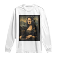 Funny Mona Lisa Bass Face Long Sleeve Shirt Vintage DJ Producer Music Lover Gift