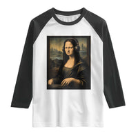 Funny Mona Lisa Bass Face Raglan Shirt Vintage DJ Producer Music Lover Gift
