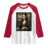 Funny Mona Lisa Bass Face Raglan Shirt Vintage DJ Producer Music Lover Gift