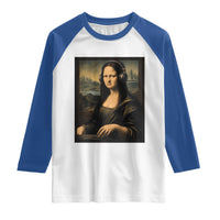 Funny Mona Lisa Bass Face Raglan Shirt Vintage DJ Producer Music Lover Gift