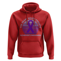The Heart Never Forgets Alzheimers Support Hoodie Vintage Sunset Purple Ribbon Graphic