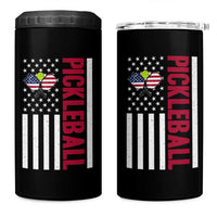 Pickleball Patriotic 4 in 1 Can Cooler Tumbler American Flag Sport Gift