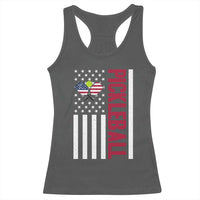 Pickleball Patriotic Racerback Tank Top American Flag Sport Gift - Wonder Print Shop
