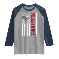 Pickleball Patriotic Raglan Shirt American Flag Sport Gift - Wonder Print Shop