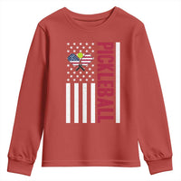 Pickleball Patriotic Youth Sweatshirt American Flag Sport Gift - Wonder Print Shop