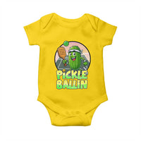Funny Pickleball Lover Baby Onesie Pickle Ballin Quote - Wonder Print Shop