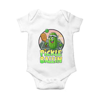 Funny Pickleball Lover Baby Onesie Pickle Ballin Quote - Wonder Print Shop