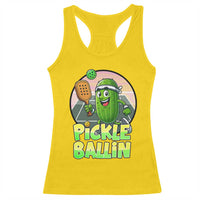 Funny Pickleball Lover Racerback Tank Top Pickle Ballin Quote - Wonder Print Shop