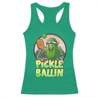 Funny Pickleball Lover Racerback Tank Top Pickle Ballin Quote - Wonder Print Shop