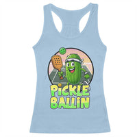 Funny Pickleball Lover Racerback Tank Top Pickle Ballin Quote - Wonder Print Shop