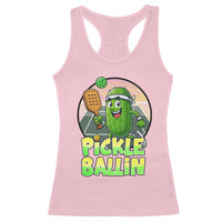 Funny Pickleball Lover Racerback Tank Top Pickle Ballin Quote - Wonder Print Shop